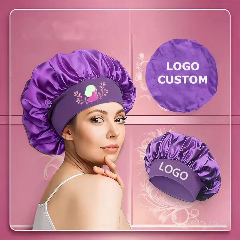 Hair Care Logo - Шелковые атласные шапочки для сна (2