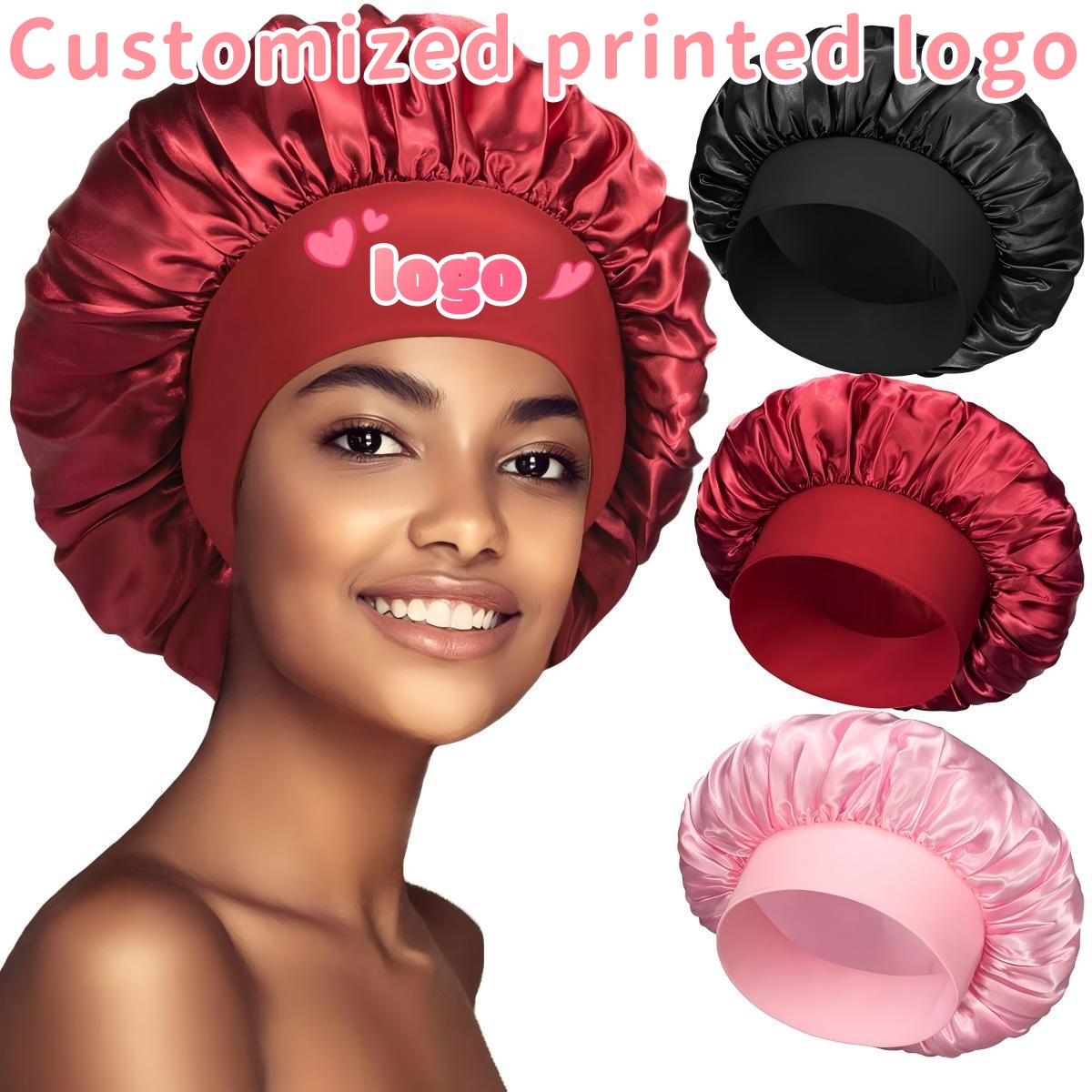 Hair Care Logo - Новая женская атласная однотонная широкополая спальная