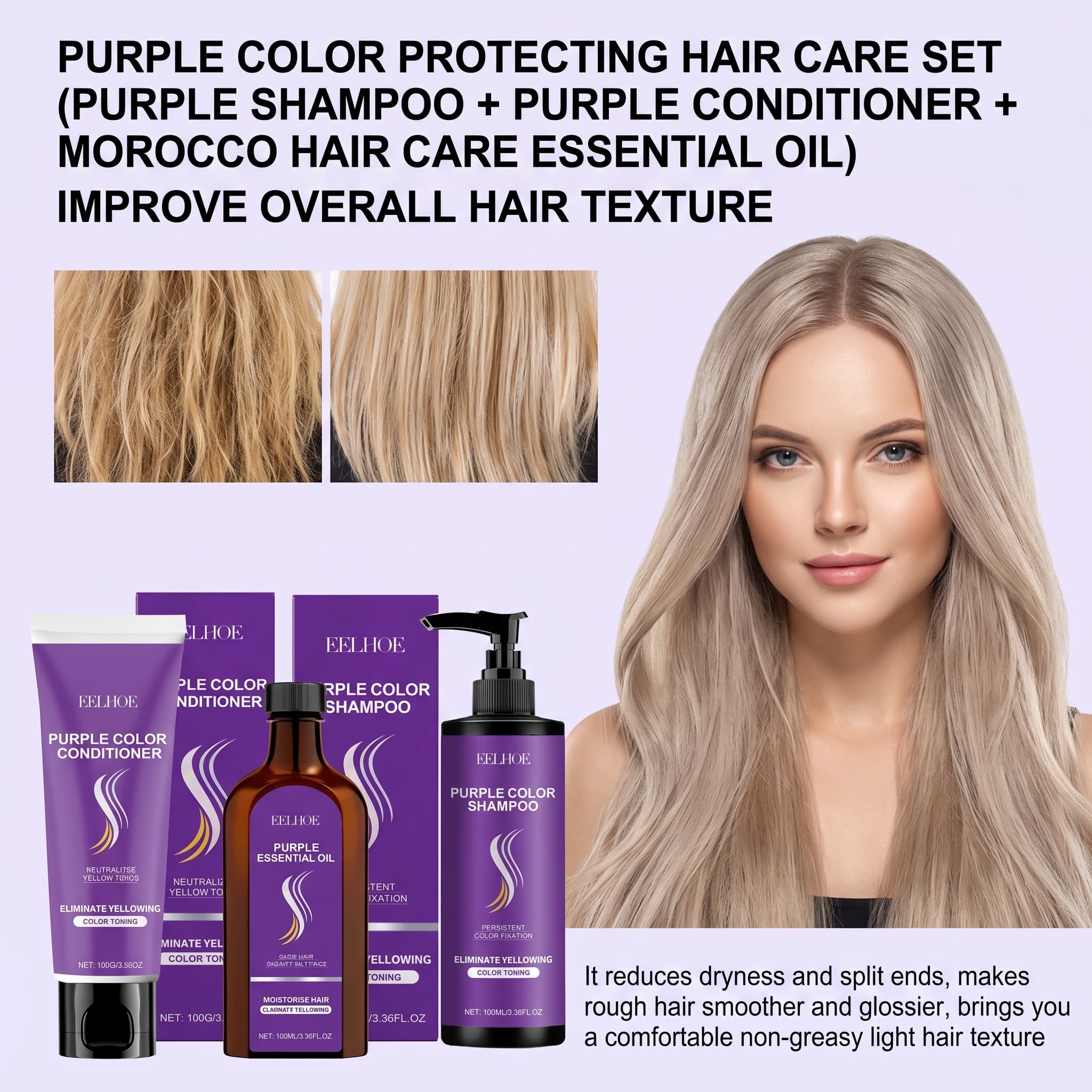 Набор фиолетового шампуня с ко – обзор и цена Hair Care Hair Serum